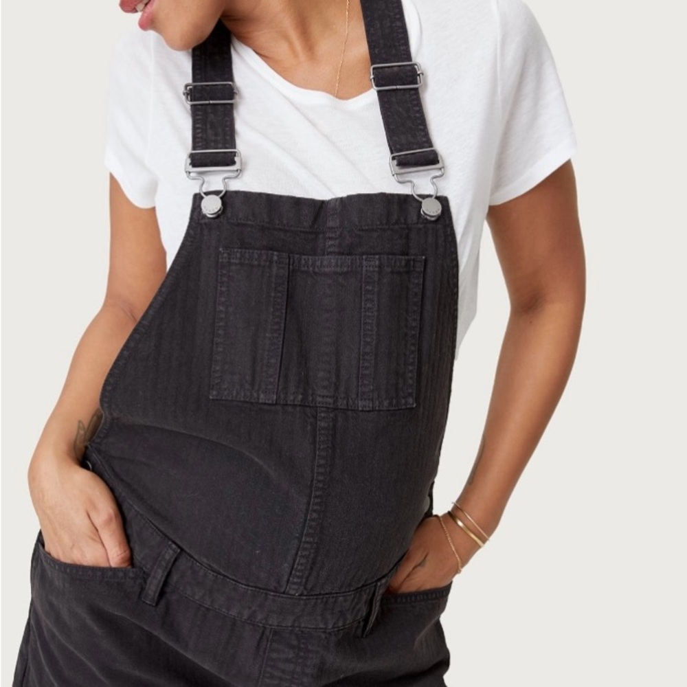 HATCH maternity overall shorts - washed black